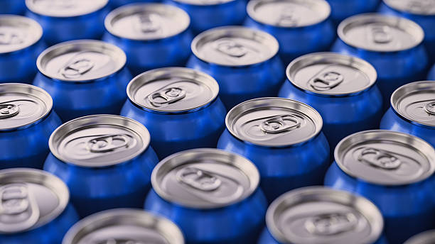 istock Rows of Blue Drink Cans. Depth of field. 2243889759