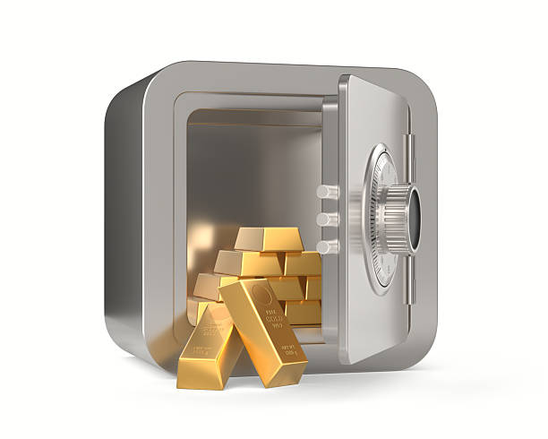 istock open safe with gold ingot on white background. Isolated 3d illus 2243899129