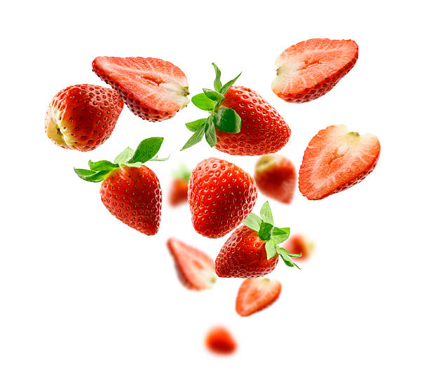 istock Strawberry berry levitating on a white background 2243901692