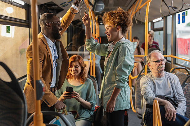 istock Diverse passengers enjoying public transport commute in city 2243904418