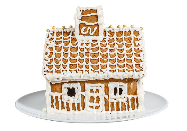 istock Gingerbread house on a porcelain plate isolated 2243907065