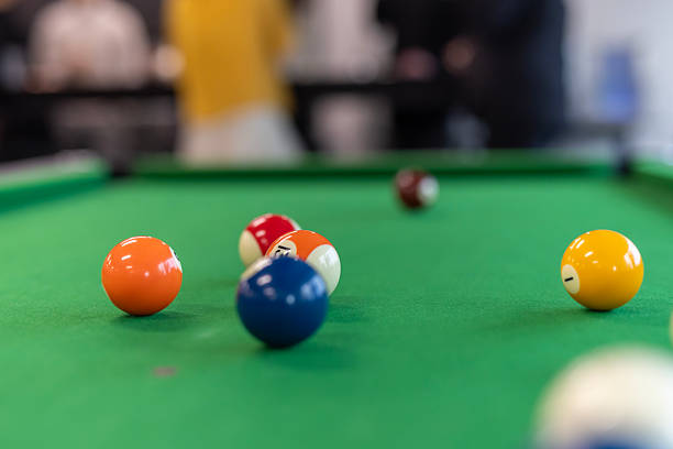 Close up of pool balls on a table