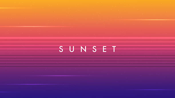 Gradient sunset background with neon lines and pixelated retro futuristic visual style.