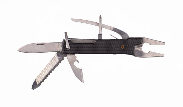 folding tourist knife isolated on white background