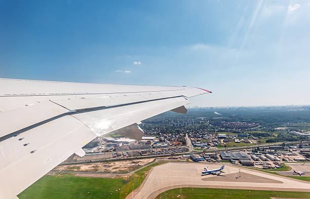 istock View from the airplane window during takeoff at Sheremetyevo airport at summer 2243919425