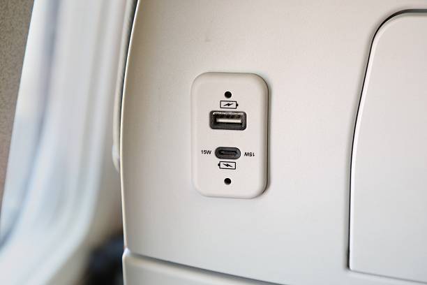 istock USB ports for charging in airplane 2243922366