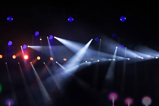 istock A stage with many lights on it. The lights are blue and red 2243925404