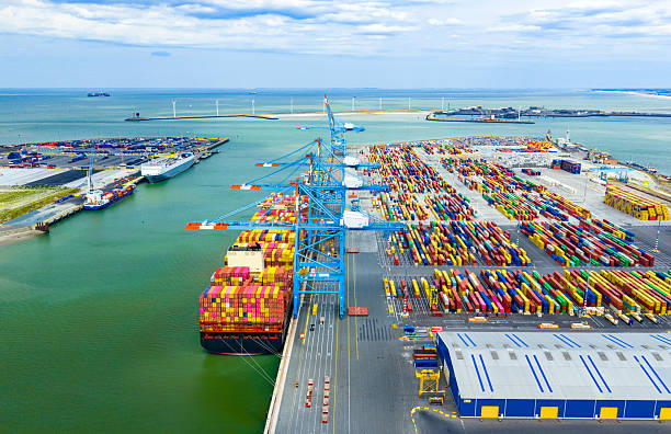 istock Busy Container Harbour in Belgium 2243925703