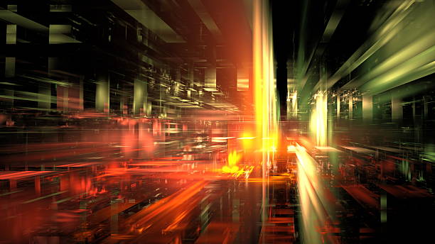 istock Vibrant streaks of color and light create a dynamic, abstract scene that evokes energy and movement in a futuristic digital landscape filled with depth and structure. 3d render 2243925791