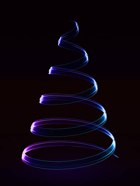 istock Stylized Christmas tree. Imitation of glowing glass on dark background. 3D render. 2243928895