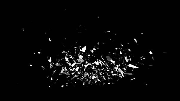 istock Shattered Glass Fragments with Monochrome Reflections on Black Background 2243930077