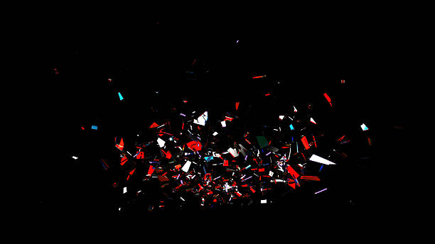 istock Shattered Glass Fragments with Red White and Cyan Reflections on Black Background 2243930241