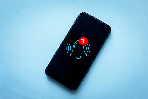 Smartphone with Notification Ringbell on screen concept for Digital Communication,Notification,Alert.