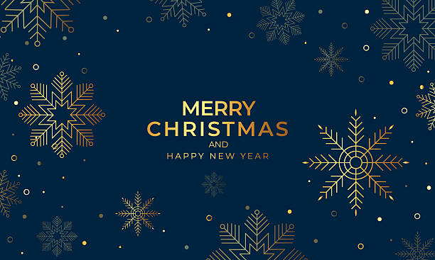 Merry christmas and happy new years luxury greeting card and banner design with snowflake ornament decoration