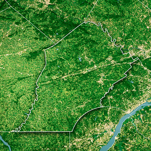 istock Chester County PA Satellite Topographic Map 3D Render Color Border 2243933592