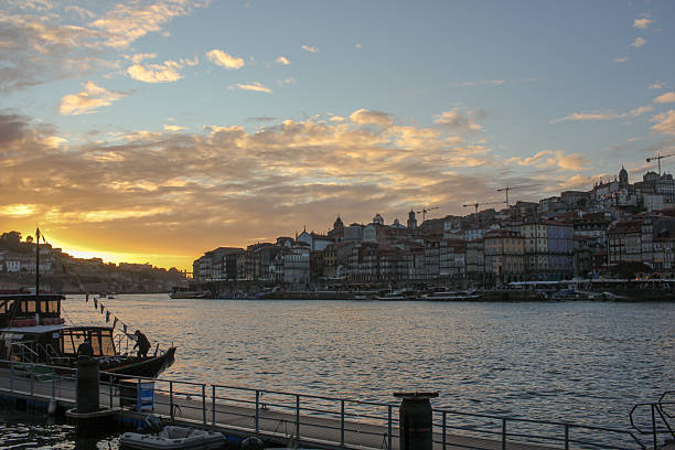 river Douro in Porto , Portugal at dusk