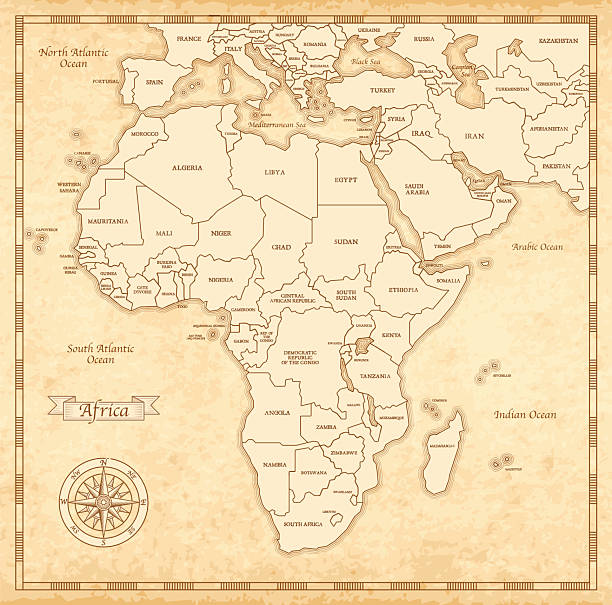 Antique map of Africa on old parchment