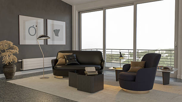 istock Large luxury modern bright interiors Living room mockup illustration 3D rendering image 2243947645