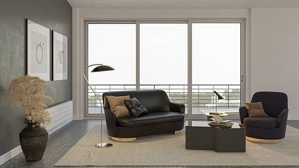 istock Large luxury modern bright interiors Living room mockup illustration 3D rendering image 2243947652