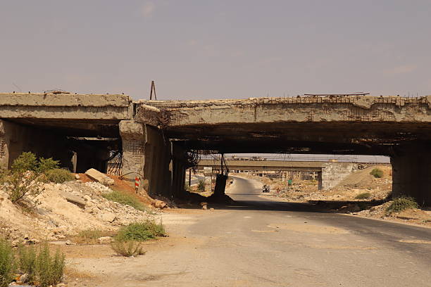 Destroyed bridge in Aleppo, Syria