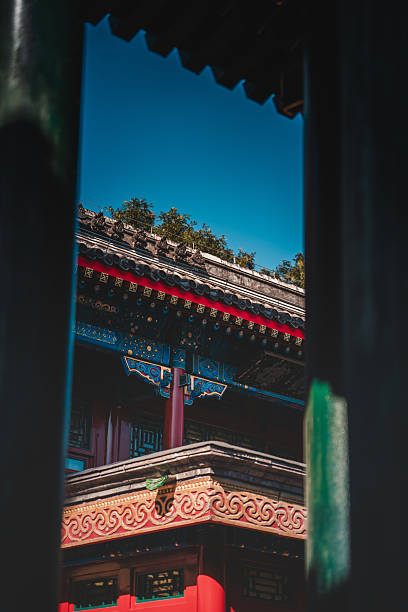 istock Intricate floral patterns adorn the symmetrical red and gold palace structures, likely within Beijing's Prince Kung's Palace Museum. 2243958339