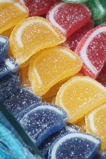 istock Colorful fruit-shaped candies arranged in a tempting display 2243961398
