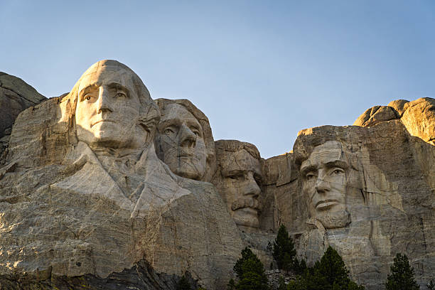 istock Close-up view of Mount Rushmore in warm sunset light 2243961846