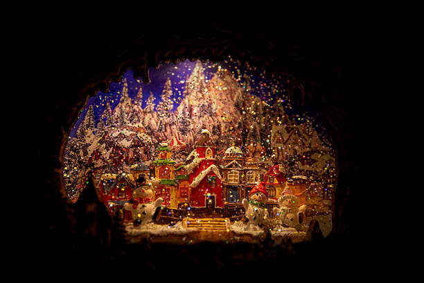 Xmas decor and Christmas lights on a festive snow globe