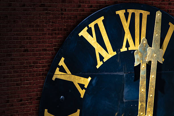 External clock mounted on the facade of an old building.