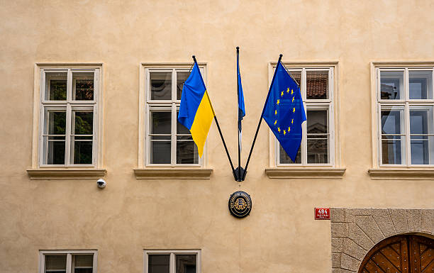 istock Estonian Embassy with EU Flag in Prague, Czechia. 2243970199