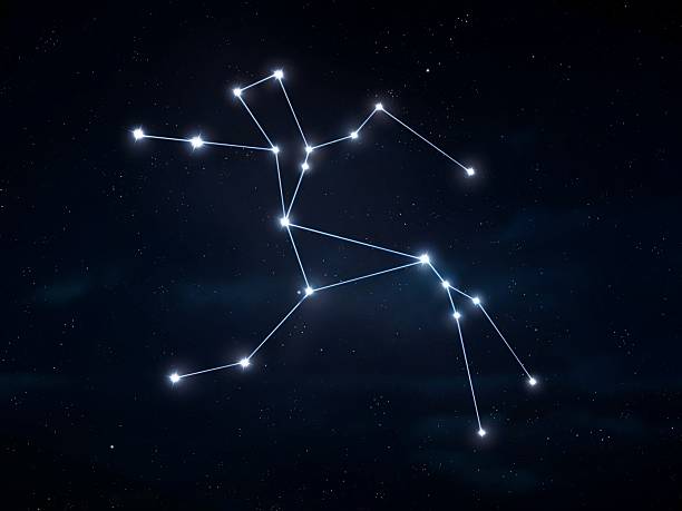 Centaurus constellation in the night sky. Stars are connected into an astrological figure. Mythological symbols.