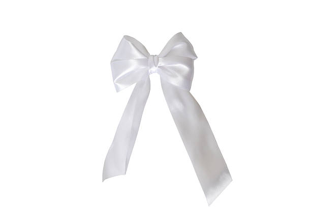 istock Elegant white satin bow with long tails 2243975225