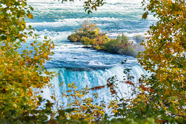 Niagara Horseshoe Falls with trees in autumn colors