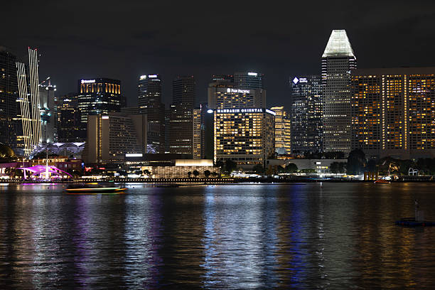 Cityscape downtown. Night city urban skyline Blurred backgroung.