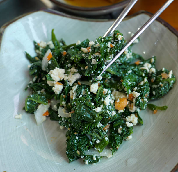 istock Korean side dish spinach tofu salad or Sigeumchi Dubu Muchim. 2243983137