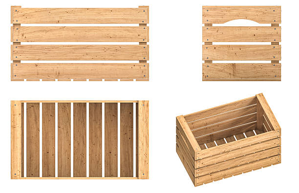 istock Empty wooden crate with different views on white background 2243987224