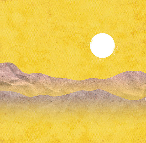 istock Abstract minimal landscape with sun and mountains in warm yellow tones 2243988614