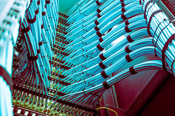 istock Colorful Fiber Optic Cables in Server Room 2243989767
