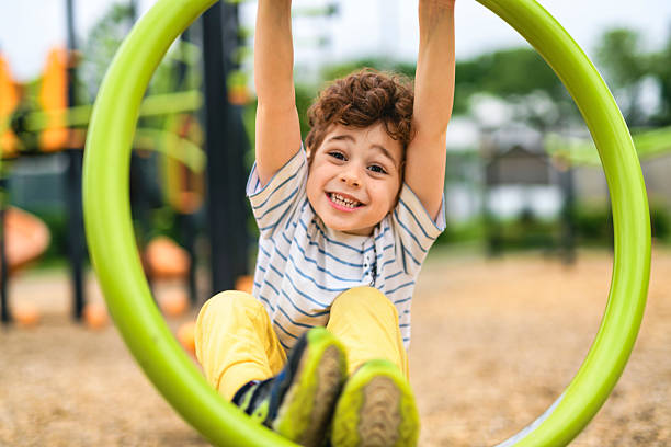 A Happy kid on playground on summer season