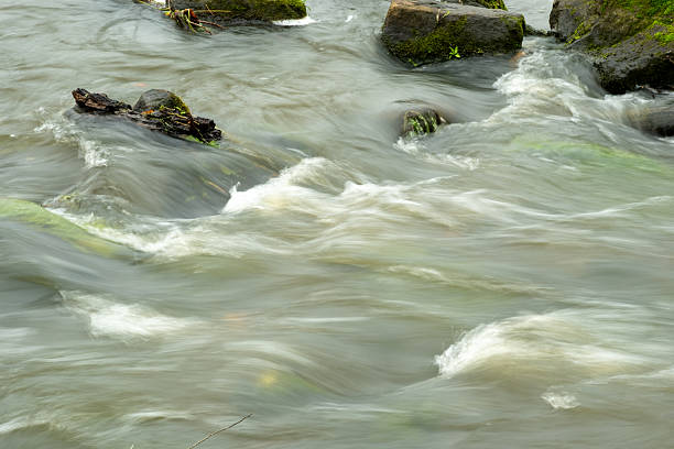 Abstract landscape of the Presque Isle River rapids captured with motion blur, Porcupine Mountains Wilderness State Park, Michigan's Upper Peninsula, USA
