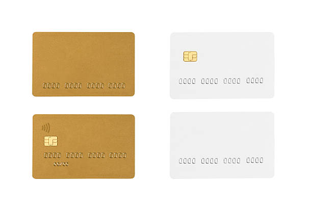 istock Bank cards isolated on a white background, white and gold. 2244021556