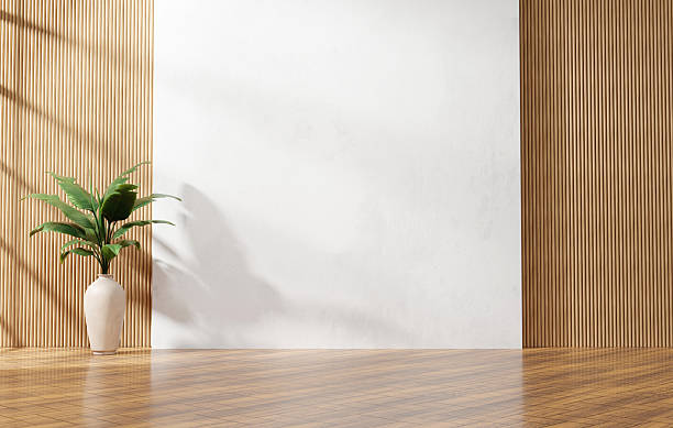 istock White wall and wood empty space background with plant for architecture showing space 3d rendering 2244025082