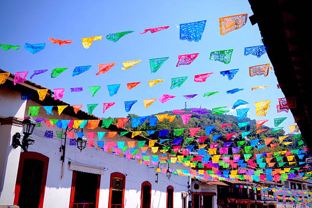 istock Colorful Papel Picado Banners Over Plaza (Valle de Bravo, Mexico) 2244029048
