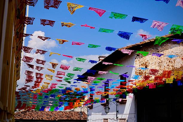 istock Colorful Papel Picado Over Street (Valle de Bravo, Mexico) 2244029162