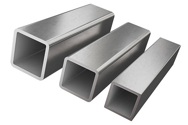 istock Product of engineering construction. Steel square pipe isolated on white background 2244037124