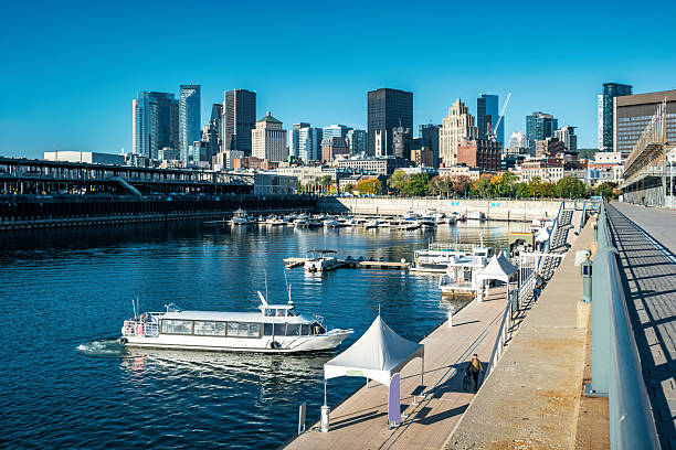 Skyline of Montreal, Quebec, Canada and the Old Port on a sunny day.