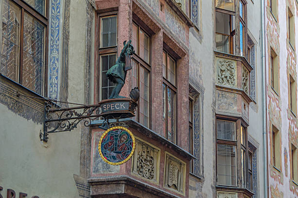 Innsbruck, Austria - July 11, 2015: View of streets and typical Tyrolean architecture in Innsbruck, Austria