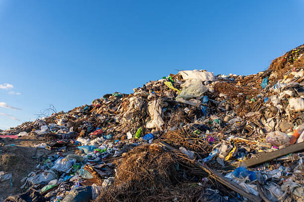 istock Waste pile covers the land under a clear sky in a remote area 2244048154