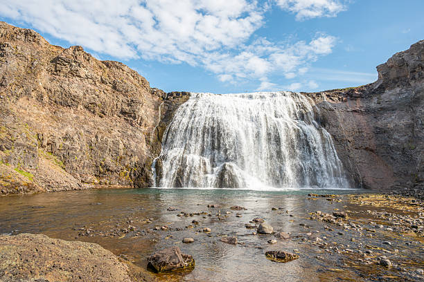 Waterfall Thorufoss in River Laxa in Iceland on a summer day