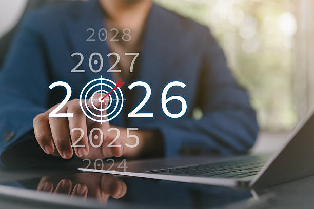 istock Businessman touches a digital target symbol with 2026, symbolizing strategic goal setting for the future. Business plan target strategy, Planning and challenge business strategy in new year. 2244051931